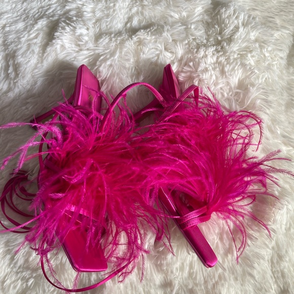 Zara Pink Feather Heels - Picture 10 of 13
